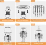 Crystal Table Lamp Set of 2, Bedside Lamps with Beige Chiffon Fabric Lampshade, ... - Image 8
