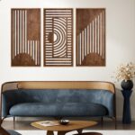 TOARTi Abstract Geometric Framed Wooden Wall Art Decor(16"x32"x3pcs), Large Vint... - Image 5