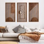 TOARTi Abstract Geometric Framed Wooden Wall Art Decor(16"x32"x3pcs), Large Vint... - Image 6