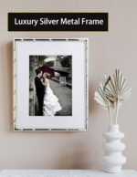 YiPinYin 8x10'' Bamboo Detail Designs Silver Metal Picture Frame with Mat for 5x... - Image 3