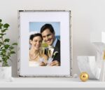 YiPinYin 8x10'' Bamboo Detail Designs Silver Metal Picture Frame with Mat for 5x... - Image 4