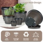 Quarut 10 Inch Flower Pots for Outdoor Indoor, 3 Pack Plastic Plant Pots with Dr... - Image 4