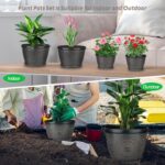 Quarut 10 Inch Flower Pots for Outdoor Indoor, 3 Pack Plastic Plant Pots with Dr... - Image 5
