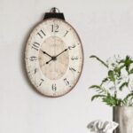 MODE HOME Large French Country Oval Wall Clock for Living Room Decor, Rustic Far... - Image 4