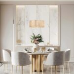 KSANA Gold Drum Chandelier, Modern Drum Pendant Light Fixture with Cream Glass S... - Image 3