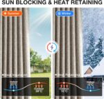 Rinwoc 100% Blackout Curtains for Bedroom, Thermal Insulated Curtains 63 Inch Le... - Image 6