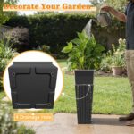 Greesum 24 Inch Tall Plastic Planters with Rattan Texture – Set of 2, Detachable... - Image 5
