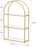 Crofy Gold Arched Frame Wall Shelf, Decorative 3 Tier Bathroom Wall Shelf with T... - Image 4