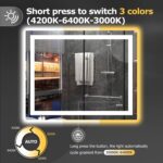 Hivone 40X32 LED Bathroom Mirror with Lights, Anti-Fog, Dimmable, Backlit + Fron... - Image 5