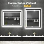 Hivone 40X32 LED Bathroom Mirror with Lights, Anti-Fog, Dimmable, Backlit + Fron... - Image 8