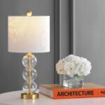 JONATHAN Y 21" Clear/Brass Gold Glass Table Lamp for Bedroom and Living Room, Wh... - Image 3
