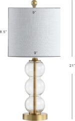 JONATHAN Y 21" Clear/Brass Gold Glass Table Lamp for Bedroom and Living Room, Wh... - Image 4