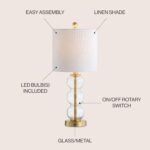 JONATHAN Y 21" Clear/Brass Gold Glass Table Lamp for Bedroom and Living Room, Wh... - Image 5