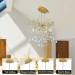 Modern Crystal Tree Branches Chandelier, 18in Gold 6 Lights Large Ceiling Hangin... - Image 7