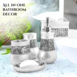 Creative Scents Crackled Glass Silver Bathroom Accessories Set - 6 Piece Bathroo... - Image 3