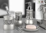 Creative Scents Crackled Glass Silver Bathroom Accessories Set - 6 Piece Bathroo... - Image 4