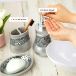Creative Scents Crackled Glass Silver Bathroom Accessories Set - 6 Piece Bathroo... - Image 5