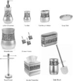 Creative Scents Crackled Glass Silver Bathroom Accessories Set - 6 Piece Bathroo... - Image 7