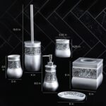 Creative Scents Crackled Glass Silver Bathroom Accessories Set - 6 Piece Bathroo... - Image 8