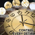 Wall Clock for Living Room, Silent Quality Quartz Battery Operated, Golden Metal... - Image 3
