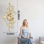 Wall Clock for Living Room, Silent Quality Quartz Battery Operated, Golden Metal... - Image 5