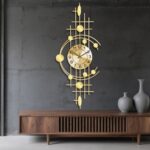 Wall Clock for Living Room, Silent Quality Quartz Battery Operated, Golden Metal... - Image 8