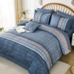 Dintszyayue Blue Comforter Set King Size, 8 Pieces Boho Striped Bed in a Bag Sof... - Image 4