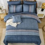Dintszyayue Blue Comforter Set King Size, 8 Pieces Boho Striped Bed in a Bag Sof... - Image 5