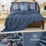 Dintszyayue Blue Comforter Set King Size, 8 Pieces Boho Striped Bed in a Bag Sof... - Image 6