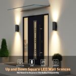 tewei 4 Pack LED Square Up and Down Lights Outdoor Wall Lights, Matte Black Exte... - Image 3