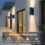 tewei 4 Pack LED Square Up and Down Lights Outdoor Wall Lights, Matte Black Exte... - Image 4