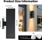 tewei 4 Pack LED Square Up and Down Lights Outdoor Wall Lights, Matte Black Exte... - Image 5