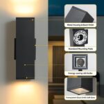 tewei 4 Pack LED Square Up and Down Lights Outdoor Wall Lights, Matte Black Exte... - Image 7
