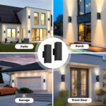 tewei 4 Pack LED Square Up and Down Lights Outdoor Wall Lights, Matte Black Exte... - Image 8