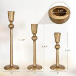 Antique Brass Iron Taper Candle Holder - Set of 3 Decorative Candle Stand, Candl... - Image 3