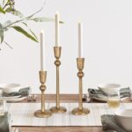 Antique Brass Iron Taper Candle Holder - Set of 3 Decorative Candle Stand, Candl... - Image 7