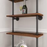 HOMEKAYT Industrial Pipe Shelf Rustic Wood Wall Shelf Ladder Bookshelf Wall Moun... - Image 4