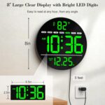WallarGe Large Digital Wall Clock with LED Display, Electric Wall Clock with Tem... - Image 3