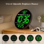 WallarGe Large Digital Wall Clock with LED Display, Electric Wall Clock with Tem... - Image 4