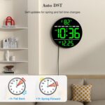 WallarGe Large Digital Wall Clock with LED Display, Electric Wall Clock with Tem... - Image 5