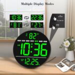 WallarGe Large Digital Wall Clock with LED Display, Electric Wall Clock with Tem... - Image 6