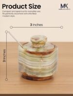 MARBLOUS KRAFTS Marble Salt Cellar with Lid and Spoon 3" Inch Green Stone Salt D... - Image 4