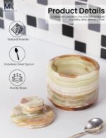 MARBLOUS KRAFTS Marble Salt Cellar with Lid and Spoon 3" Inch Green Stone Salt D... - Image 5