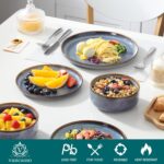 vancasso PLAYA Plates and Bowls Sets, 12 Pieces Grey-Blue Dinnerware Sets for Ki... - Image 4