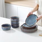 vancasso PLAYA Plates and Bowls Sets, 12 Pieces Grey-Blue Dinnerware Sets for Ki... - Image 6