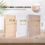 Set of 3 Linen Covered Decorative Books for Home Office Decor-Gold Foil Stamping... - Image 3