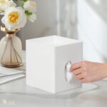 Tissue Box Cover, PU Leather Square Tissue Box Holder with Storage Tray for Bath... - Image 3