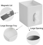 Tissue Box Cover, PU Leather Square Tissue Box Holder with Storage Tray for Bath... - Image 4