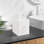 Tissue Box Cover, PU Leather Square Tissue Box Holder with Storage Tray for Bath... - Image 7