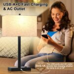 Lynnoland 21" Set of 2 Table lamp with USB A+C & AC Outlets, Touch Control 3-Way... - Image 8